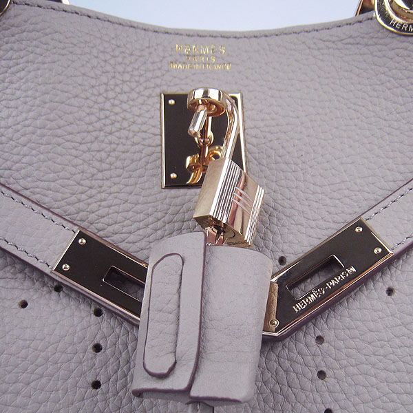 Best Hermes New Arrival Double-duty leather handbag Grey 60668 - Click Image to Close